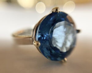 silver, 9ct white gold and topaz ring