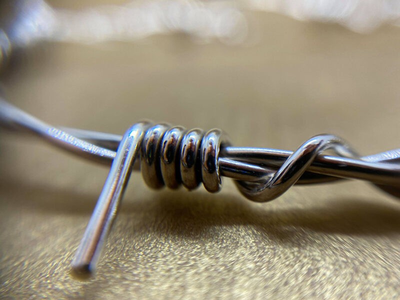 barb wire bracelet close up
